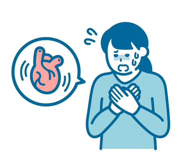 Une Femme Cœur Palpitant Malade — Image vectorielle