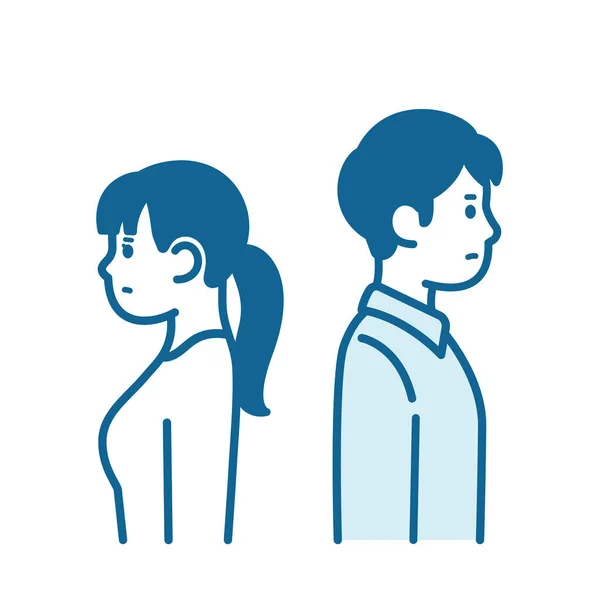 背对背的男人和女人 — 图库矢量图片