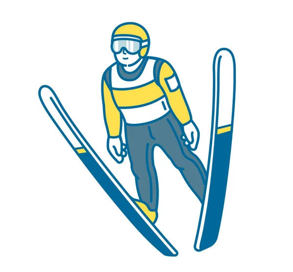Kayakla Atlama Yarışmasında Bir Adamın Resmi — Stok Vektör