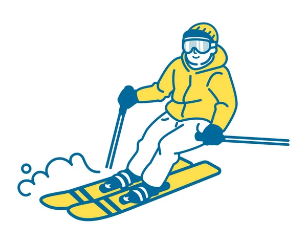 Vector Illustration Man Skiing — Stock Vector
