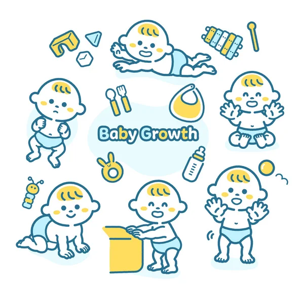 Illustratie Van Het Ontwikkelingsproces Van Baby — Stockvector