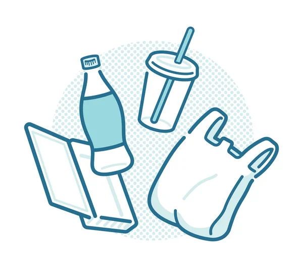 Vektorová Ilustrace Plastového Odpadu — Stockový vektor