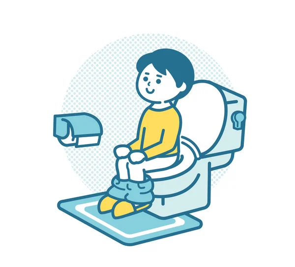 Chlapec Sedí Záchodové Míse — Stockový vektor