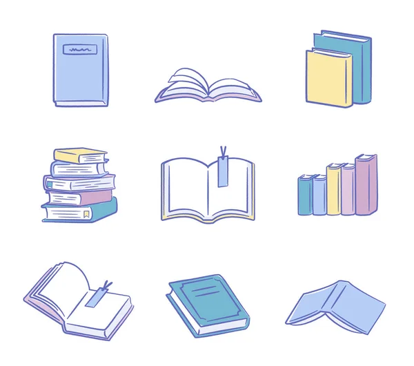 Cut Illustration Material Various Books — Stock Vector