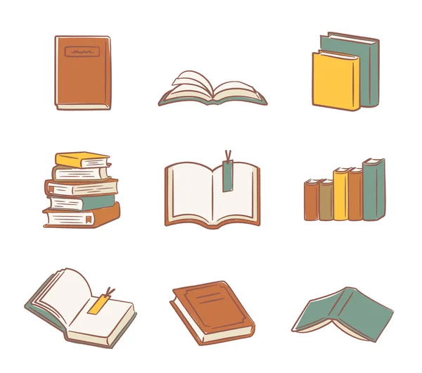 Corte Material Ilustração Vários Livros —  Vetores de Stock