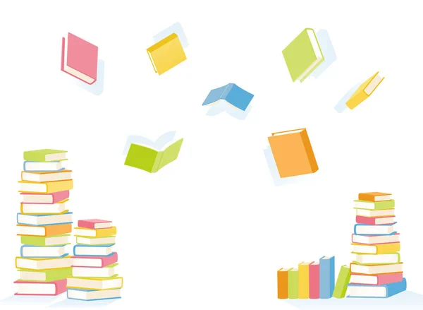 Illusztráció Egymásra Rakott Könyvek Csökkenő Könyvek — Stock Vector