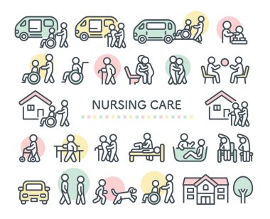 Bakım tesisi ikon malzemesi seti