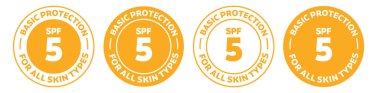 Spf 5 simgesi seti. spf turuncu renkli logo koleksiyonu.