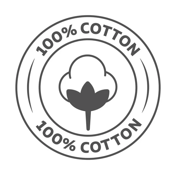% 100 pamuk ikonu. % 100 organik pamuk ikonundan oluşan siyah ve beyaz vektör etiketi. Rozet - mühür - çıkartma - logo - ve sembol. Transperent arkaplan-01 üzerinde izole vektör illüstrasyonu