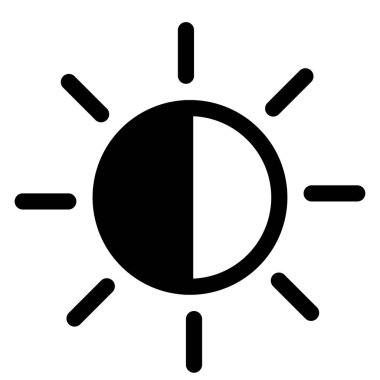 Mobil uygulamalar veya web sitesi parlaklık simgesi seti. Gündüz ve gece modu. Güneş, ay, lamba ya da ampul işareti doldurulmuş ve ana hatları belirtilmiş ikon seti. Siyah ve beyaz vektör çizimi. Mobil uygulamalar veya web sitesi parlaklık simgesi seti. Gündüz ve gece modu. Güneş, 