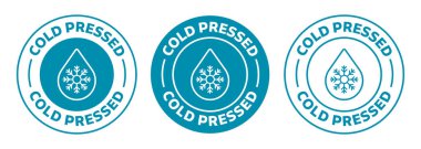 Soğuk baskılı yağ ikonu mavi renkte ayarlandı. izole edilmiş yüksek soğuk sıkılmış meyve suyu koleksiyonu.