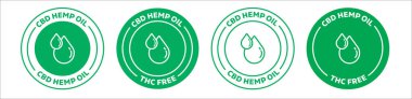 CBD Hemp Yağı, THC Yeşil renkli ücretsiz yuvarlak vektör simgesi