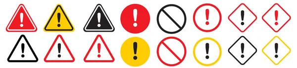 注意サイン 危険警報三角形注意標識 リスクベクトル記号 感嘆符 セキュリティ上の脅威または失敗の兆候 間違いアイコン — ストックベクタ