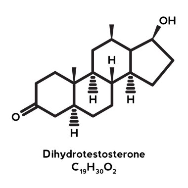 Dihydrotestosteron moleküler yapı vektörü simgesi