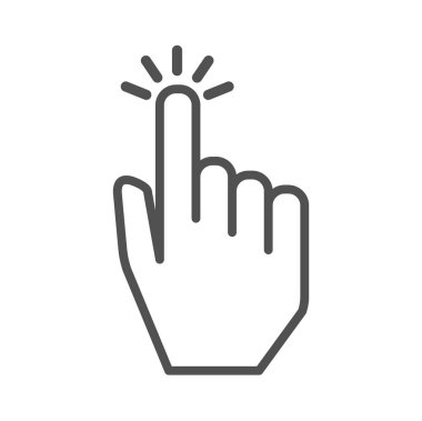 Kullanımı kolay Simge. Kullanımı basit. El ile tıkla ve buraya simgeye bas. Siyah dış hat vektör logosu.