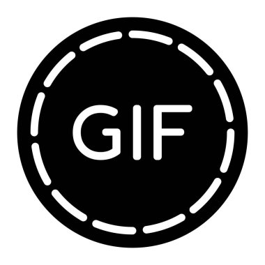 GIF Simgesi. Siyah beyaz dört GIF simgesi koleksiyonu - Vektör stoğu