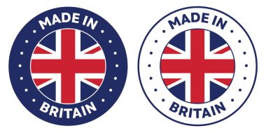 Britanya ikonundan yapılmış. İngiltere ürün simgeleri ticaret için uygundur. Rozet, mühür, çıkartma, logo, sembol çeşitleri. İzole vektör illüstrasyonu