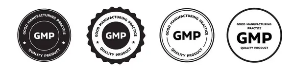 GMP veya İyi üretim kalitesi ürünü yuvarlanmış vektör simgesi illüstrasyonu