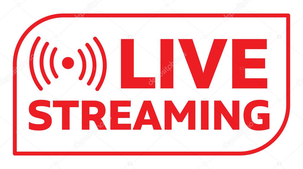 Livestream icon. Red color vector icon illustration