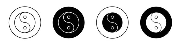 Overall wellness icon set. Chinese yin yan vector symbol in a black filled and outlined style. All Good health sign.