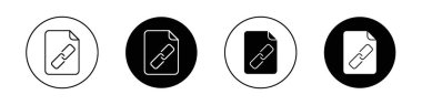 Belge Bağlantı Simgesi Ayarlandı. Web Dosyası ve Vektör simgesini siyah doldurulmuş ve özetlenmiş bir şekilde kopyala. Kusursuz Bağlantı İşareti