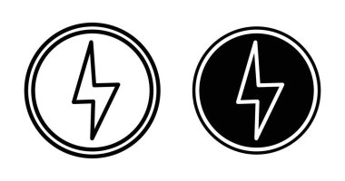 Alternatif güç simgesi ayarlandı. Eko-elektrik enerjisi siyah doldurulmuş ve ana hatlarıyla çizilmiş. Elektrik Şarj İşareti.