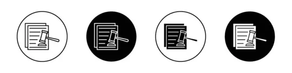 stock vector Court Decision Icon Set. Law Gavel Judge Vector Symbol in a Black Filled and Outlined Style. Judicial Verdict Sign.