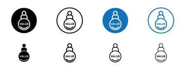 Değer Simgesi Ayarlandı. Çekirdek Odak ve Müşteri Kültür Vektörü sembolü siyah doldurulmuş ve özetlenmiş bir şekilde. Temel İlkeler İmzası