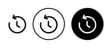 Hesap geçmişi simgesi ayarlandı. Saat geri sayım vektör logosu simgesini siyah doldurulmuş ve ana hatlarıyla çizilmiş şekilde göster. son saat izleme logosu.