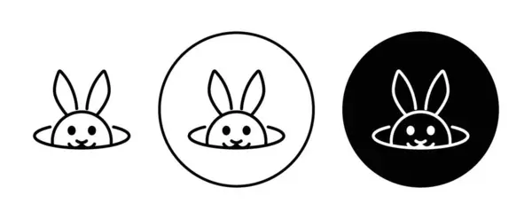 Bunny Hole Icon Set Rabbit Hole Black Filled Outlined Style Stock Vector