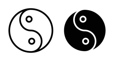 Genel sağlık ikonu seti. Çin yin yan vektör sembolü siyah doldurulmuş ve ana hatlarıyla çizilmiş. Hepsi sağlık işareti..