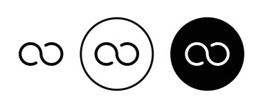 Sonsuzluk Simgesi Ayarlandı. Sonsuz döngü sonsuzluk vektör sembolü siyah doldurulmuş ve ana hatlarıyla çizilmiş. Sonsuz Zaman İşareti.