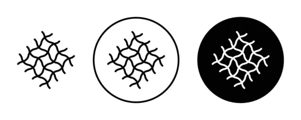 Kumaş Simgesi Ayarlandı. Fiber Doku Örgü Örgü Vektör Sembolü siyah doldurulmuş ve ana hatlarıyla çizilmiş. Kalın Yumuşak İpek İşareti.