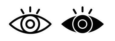 Görüntü simgesi ayarlandı. Siyah doldurulmuş ve ana hatları çizilmiş görsel vektör logosu sembolü. Göz Görünümü işaretini izle.