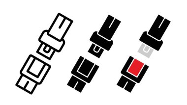 Emniyet kemeri simgesini aç. Otomobil Seyahati Güvenli Yol Uçak Vektör Sembolü siyah doldurulmuş ve ana hatlarıyla çizilmiş. Ulaşım Sigortası Kayış İşareti.