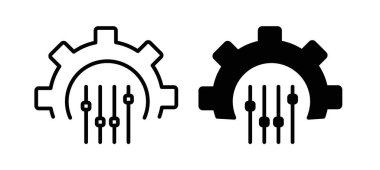 Kitle özelleştirme simgesi seti. Pazarlama, dişli vektör logosu simgesi siyah doldurulmuş ve ana hatlarıyla çizilmiş. Özel Cog servisi işareti.