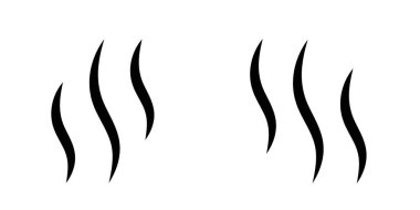 buharlaşma simgesi ayarlandı. Sıcak su vektör logosunu siyah doldurulmuş ve ana hatlarıyla buharlaştırır. Nem somke işareti..