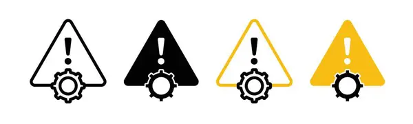 Sistem hata simgesi seti. Teknik hata uyarı vektör sembolü siyah doldurulmuş ve özetlenmiş. İş riski ve hata sorunu işareti.