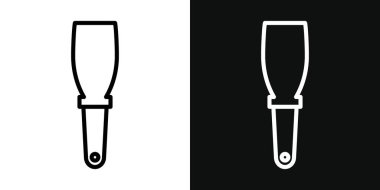 Oyuncak Bıçak Simgesi Seti. Ev kullanımı spatula kavgacı vektör sembolü Siyah Doldurulmuş ve Özet Tarzı. Alçılama Ekipmanı İmzası.