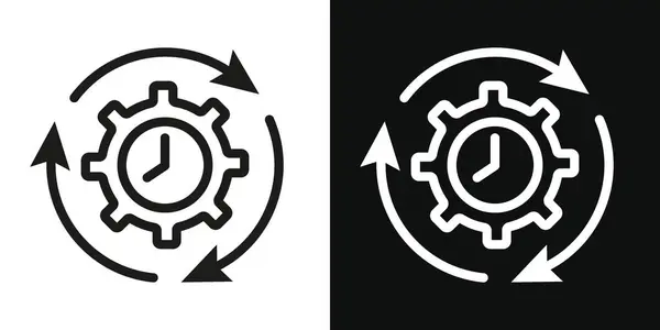 Verimlilik ve Verimlilik Simgesi Ayarları. Etkili Üretim ve Maliyet Vektörü sembolü siyah doldurulmuş ve ana hatlarıyla çizilmiş. En İyimser Performans İşareti