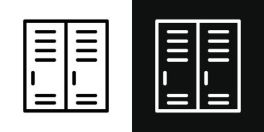 Kilit Simgesi Ayarlandı. Oda Depolama Okulu ve Beden Eğitimi Gardırobu Vektör Sembolü siyah doldurulmuş ve özetlenmiş bir şekilde. Kişisel Güvenlik İşareti.