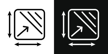 Alan ve Boyut Simgesi Ayarlandı. Kare Boyutu Uzay Sahası Vektör Sembolü siyah doldurulmuş ve ana hatlarıyla çizilmiş. Ölçüm Doğruluk İşareti.