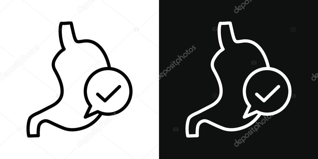 Good Digestion Icon Set. Improve Gastro intestinal digestion Health Vector Symbol in Black Filled and Outlined Style. Good Digestive System health Sign.
