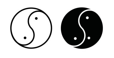 Genel sağlık ikonu seti. Çin yin yan vektör sembolü siyah doldurulmuş ve ana hatlarıyla çizilmiş. Hepsi sağlık işareti..