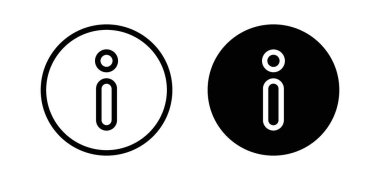 Bilgi Simgesi Ayarlandı. Detay ve Yardım Vektörü sembolünü siyah doldurulmuş ve ana hatlarıyla belirtin. Bilgi Genişleme İşareti