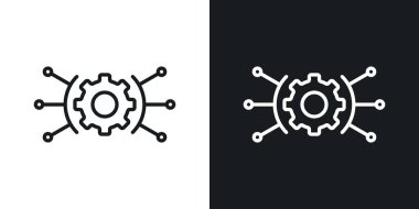 Kullanışlı fonksiyon simgesi seti. Cogwheel kullanışlı araştırma vektörü logosu simgesi siyah doldurulmuş ve ana hatlarıyla çizilmiş. Çoklu dişli iş işareti.
