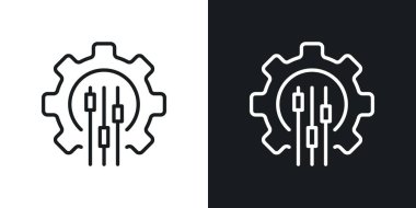 Kitle özelleştirme simgesi seti. Pazarlama, dişli vektör logosu simgesi siyah doldurulmuş ve ana hatlarıyla çizilmiş. Özel Cog servisi işareti.