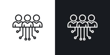 HR strateji simgesi ayarlandı. İşe alım, işe alım, siyah doldurulmuş ve özetlenmiş bir tarzda. Bütünlük çözüm planlama imzası.