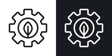 Yeşil Teknoloji Simgesi Seti. Gezegen Gear Ekoloji Vektör Sembolü Kara Dolu ve Özet Tarzı. Eko-Yenilik İşareti.