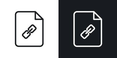 Belge Bağlantı Simgesi Ayarlandı. Web Dosyası ve Vektör simgesini siyah doldurulmuş ve özetlenmiş bir şekilde kopyala. Kusursuz Bağlantı İşareti